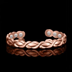 Gehämmerte feste reine Kupfermanschette - Kupfer Arthritis Therapie verstellbares Armband - Bild 1 von 12