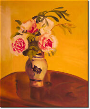 Ölgemälde 'Strauss von rosa Pfingstrosen' nach Camille Pissarro in 54x63cm (01)