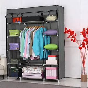 5-Tier Closet Storage Cabinet - Gray & Non-woven Fabric Wardrobe Storage Cabinet - Picture 1 of 24