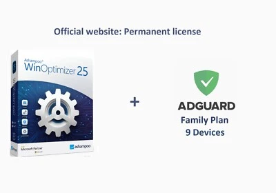 WinOptimizer 25 And Adguard Family Plan Lifetime for Windows up to 9 Devices. - Image 1 of 4