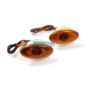 Medium Oval Cateye Fairing Flush Mount Deco Turn Signals Lights 12 Volt Smoke - Foto 1 di 2