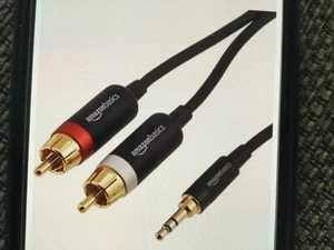 Amazon Basics 3.5mm Stereo Jack to 2 Male RCA/Phono Audio Adaptor Cable 4.6M - Picture 1 of 2