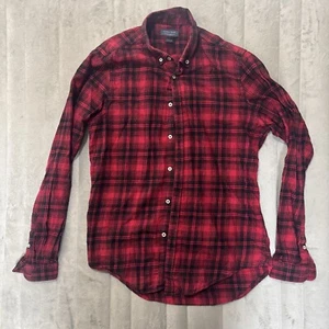 zara man slim fit red black flannel plaid shirt mens size M Medium - Picture 1 of 5