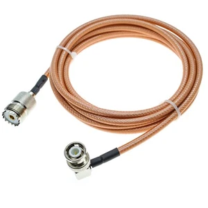 RG142 Cable SO239 UHF Female to BNC Male Right Angle Coaxial RF Connector Lot - Picture 1 of 7