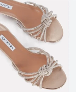 Aquazzura Celeste Crystal Embellished Flat Sandals Sz 36.5 / 6.5 - Picture 1 of 5