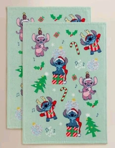 New Set of 2 Disney Lilo & STITCH & Angel CHRISTMAS Cotton Guest Hand Towels - Picture 1 of 2
