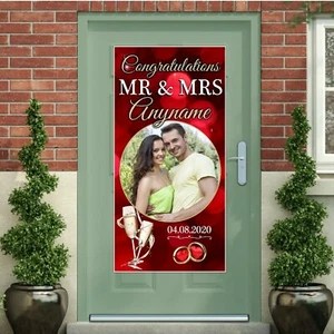 Personalised Large Door Wall Poster Banner N12 Congratulations Mr & Mrs Wedding - Picture 1 of 4