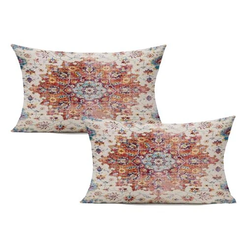 12x20 Set of 2 Orange Boho Lumbar Throw Pillow Covers 2 pieces, 12"x20" Rust - Image 1 of 1