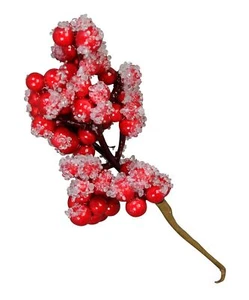 Beerenzweig geeist rot Länge ca. 16 cm cm künstlicher Beerenzweig - Bild 1 von 1