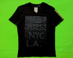 GUESS Los Angeles Men’s Short Sleeve T-Shirt NYC Size MEDIUM Black 100% Cotton - Picture 1 of 12