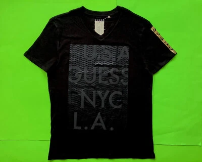 GUESS Los Angeles Men’s Short Sleeve T-Shirt NYC Size MEDIUM Black 100% Cotton - Image 1 of 4