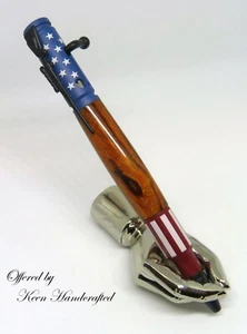 ht - Penna opaca Keen fatta a mano Ironwood Bolt Action ceramica bandiera rossa, bianca e blu - Foto 1 di 5
