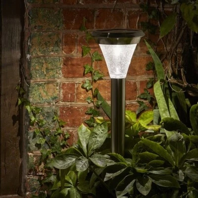 1x Solar Stake Light Stainless Steel Large Garden Patio Pathway Lighting 77cm - Image 1 of 4