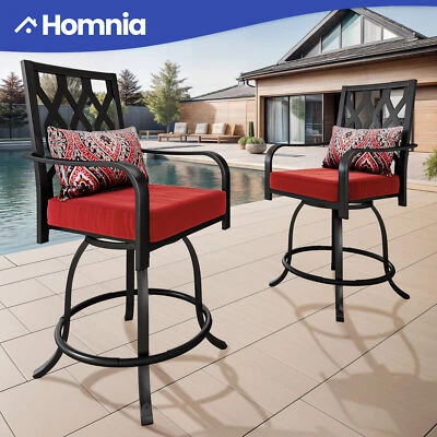 Silla de Comedor Patio Exterior Moderna 2 PIEZAS Asiento Giratorio Cojín Respaldo Apoyabrazos Curvo Foto 1 de 4