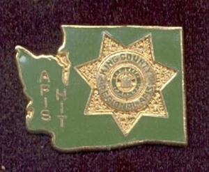 Pin de solapa de identificación de huellas dactilares de la policía AFIS regional del alguacil del condado de King de Seattle raro - Imagen 1 de 1