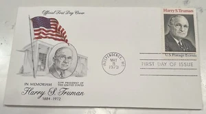 VTG Harry S. Truman Memorial First Day Issue 1884-1972 with Flag. May 8, 1973 - Picture 1 of 5