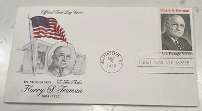 VTG Harry S. Truman Memorial First Day Issue 1884-1972 with Flag. May 8, 1973 - Image 1 of 4