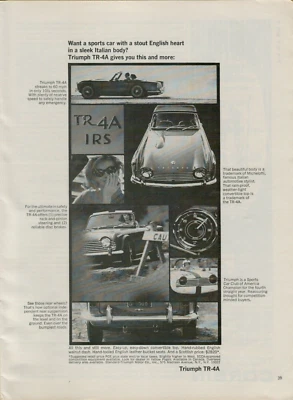 1966 Triumph TR-4A IRS Michelotti Body Sports Car Photo Original Print Ad - Image 1 of 2