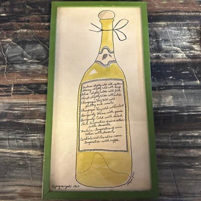Botella de vino Soovia Janis Nueva York 1962 diseños pintados a mano por Jacque Patti difícil de encontrar Foto 1 de 4
