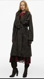RARO! CAPPOTTO COLLO SBUFFO IN EDIZIONE LIMITATA $300 ZARA MARRONE SCURO VITTORIANO XS-S 5758/798 - Foto 1 di 7