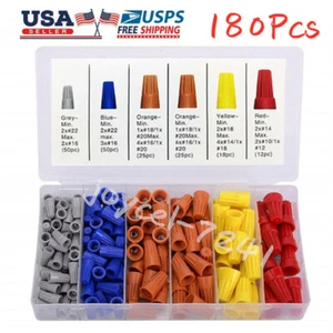 180PCS Electrical Wire Connectors Screw Terminals, Easy Twist On Kit With Spring - Picture 1 of 8