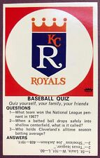 1971 Fleer Quiz Card Kansas City Royals Logo Ex