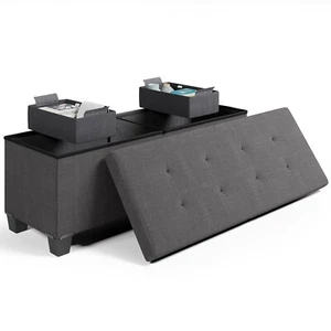 43“ Storage Ottoman Bench Chest Folding Living Room & Bedroom Footrest with Bins - Picture 1 of 80