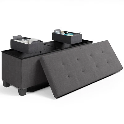 43“ Storage Ottoman Bench Chest Folding Living Room & Bedroom Footrest with Bins - Image 1 of 4