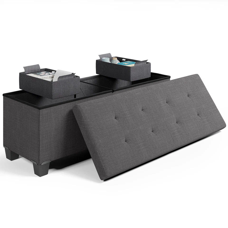 43“ Storage Ottoman Bench Chest Folding Living Room & Bedroom Footrest with Bins - Image 1 of 4