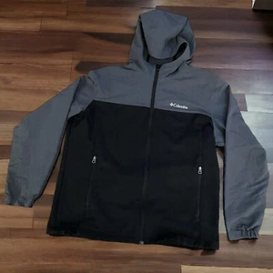 Columbia Black & Gray Hooded Jacket Windbreaker Men’s XL Full Zip w Pockets - Bild 1 von 12