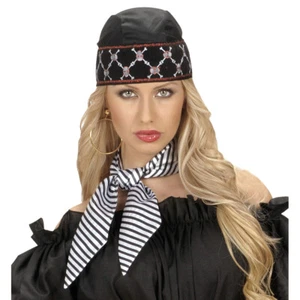Asciugamano per capelli in raso a righe panno pirata bianco e nero a righe foulard pirata - Foto 1 di 3