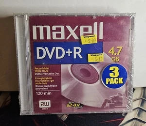 Maxell DVD+R 4,7 GB Nuovo Sigillato DVD Scrivi Una Volta RW Blank Media Confezione da 3 - Foto 1 di 4