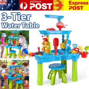 Sand Water Table Toys Kids 3-Tier Outdoor Water Activity Tables Beach Toys Gift - Picture 1 of 9