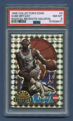 Kobe Bryant Rookie 1996 PSA 8 casi nuevo-como nuevo Coll Edge Radical Holo Foil Lakers #3 RZC Foto 1 de 3