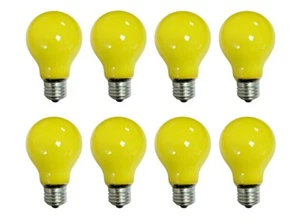 Yellow Coloured Light Bulb Screw In ES Cap Filament Lamp GLS Shape- Pack of 8 - Picture 1 of 12