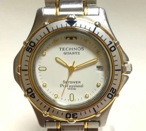 TECHNOS Skydiver Analog Herren Quarzuhr mit weißem Zifferblatt gebraucht aus Japan Kostenloser Versand - Bild 1 von 8