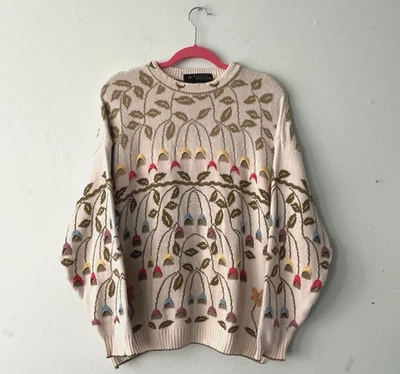 Suéter Simply Splendid Para Mujer L Grande Grueso Tejido Bordado Suéter Pesado Foto 1 de 4