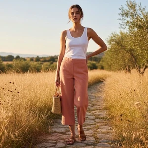 Pantalones elásticos Alfred Dunner Coral Crop talla 10 - Imagen 1 de 13