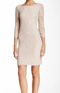 DIANE von FÜRSTENBERG ZARITA LACE BLUSH COLOR DRESS SIZE 12 - Picture 1 of 4