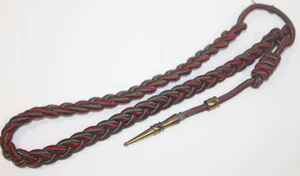 Vintage WWII US Army French Fourragere Spalla Cord Award Verde e Rosso + Plummet - Foto 1 di 6