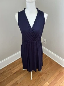 Spence women’s Dress Medium petite blue ruffled neck sleeveless knit NWT - Picture 1 of 4