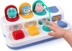 Montessori Cause and Effect Toy 6-12 Months, Baby Push Button Pop Up Animal... - Picture 1 of 6