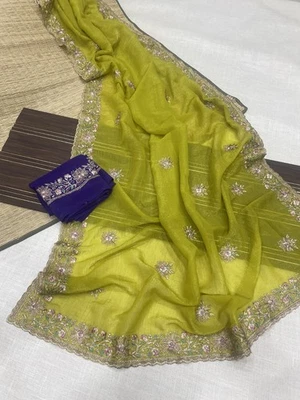 Saree Blouse Bollywood Party Wear Indian Pakistani New Sari Wedding Designer - Image 1 of 2
