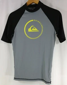 Quiksilver Mens M Gray Black Yellow Rash Vest Surfing Ultraviolet Protection - Picture 1 of 8