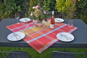 Tablecloth Jacquard Cotton 100X100 CM Red Terra France With Fiber Protection - Picture 1 of 6