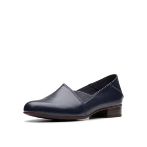 Clarks Women's Juliet Trim Loafer 9 Navy Blue Leather - Picture 1 of 9