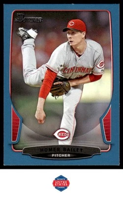 2013 Bowman #114 Homer Bailey Blue #/500 Baseball Card - Image 1 of 2