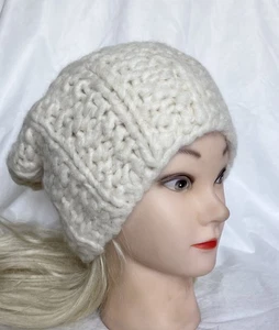 Sombrero Mujer Gorro Tejido a Mano 100% Cachemira Blanco Invierno Sombrero Boina Regalo NUEVO - Imagen 1 de 6