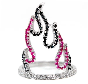 3CT Treated Ruby & Black Sapphire 925 Genuine Sterling Silver Ring Jewelry Sz 7 - Picture 1 of 3