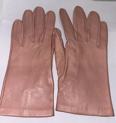Guantes de Cuero Madova Vintage Rosa Florencia Italia 6 1/2 Forrados de Seda Foto 1 de 4